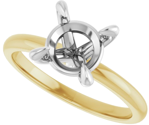 14K Yellow White 8 mm Round Engagement Ring Mounting (5)