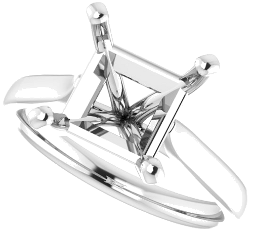 14K White 8 mm Square Engagement Ring Mounting (5)