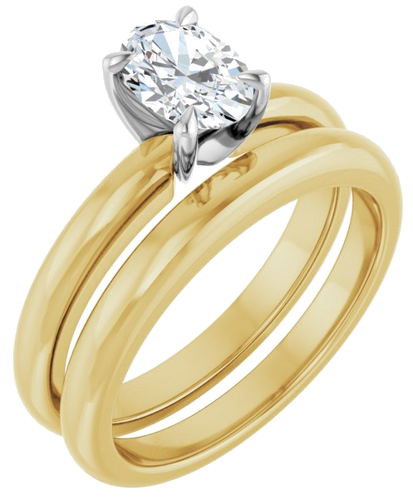 Sužadėtuvių Žiedas „Solitaire“ 585 Baltojo Ir Geltonojo Aukso Oval 7mm x 5mm (6)