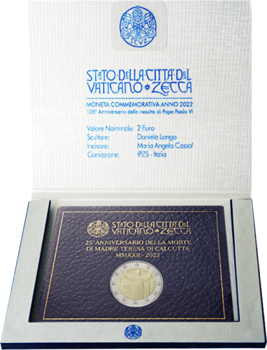 2022 Vatikanas Popiežius Paulius VI 2 eurų moneta (5)