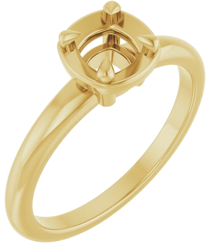Sužadėtuvių Žiedas „Claw-Prong Solitaire Bezel-Style“ 14k yellow gold Cushion 5mm (1)