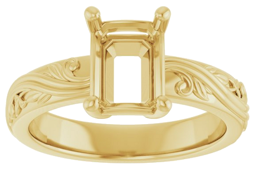 Sužadėtuvių Žiedas „Solitaire Sculptural“ 14k yellow gold Emerald 8mm x 6mm (3)