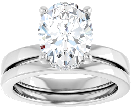 Sužadėtuvių Žiedas „Hidden Halo-Style“ 14k white gold Oval 10mm x 8mm (8)