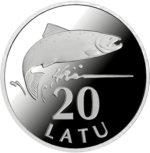 20 lats Salmon 2013 Latvia silver coin (1)