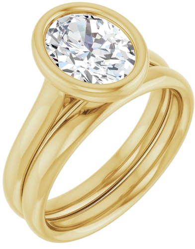 Sužadėtuvių Žiedas „Bezel-Set Solitaire“ 10k yellow gold Oval 9mm x 7mm (6)