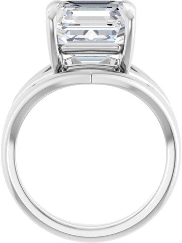 14K White 10 mm Asscher Solitaire Engagement Ring Mounting (7)