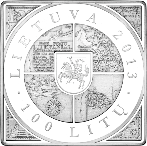 2013 Карте ЛДК 400 лет 100 литов серебряная монета PF 69 ULTRA SAMEO (4)
