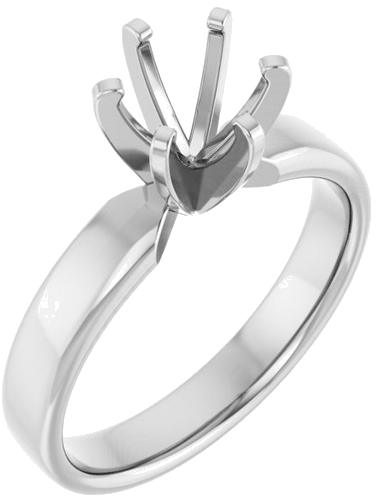 14K White 6.5 mm Round Solitaire Engagement Ring Mounting (1)