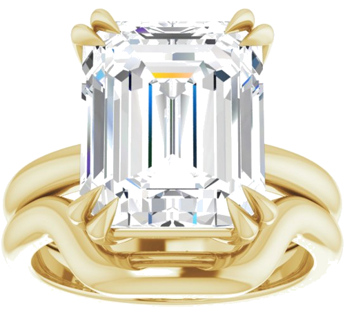 Sužadėtuvių Žiedas „Double Claw-Prong Solitaire“ 14k yellow gold Emerald 12mm x 10mm (8)
