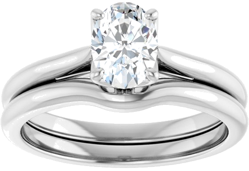 Sužadėtuvių Žiedas „Solitaire“ 585 Baltojo Aukso Oval 7mm x 5mm (8)