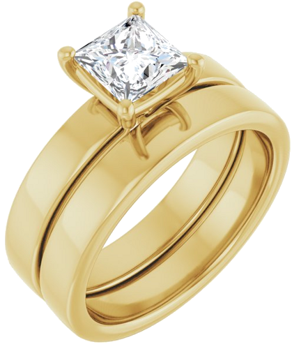 Sužadėtuvių Žiedas „Solitaire“ 10k yellow gold Square 5.5mm (6)