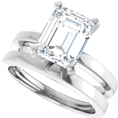 Sužadėtuvių Žiedas „Solitaire“ 14k white gold Emerald 9mm x 7mm (10)