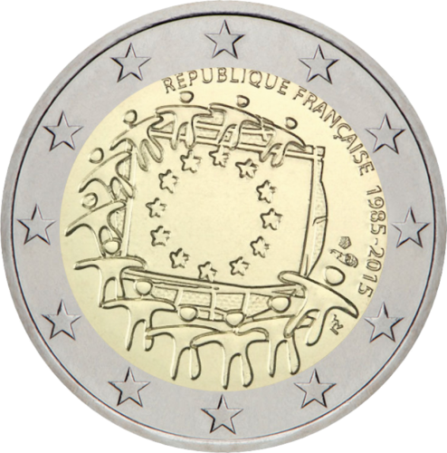 2015 Prancūzija Europos vėliava 2 eurų moneta (1)