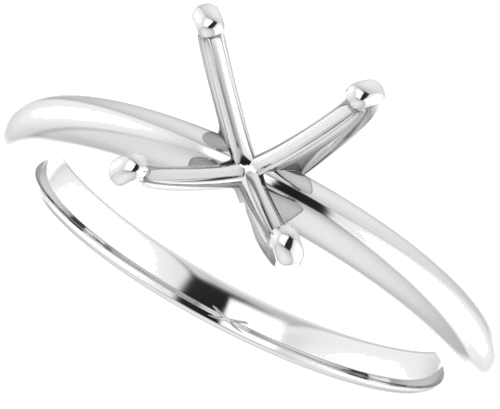 14K White  5.5x5.5 mm Square Solitaire Engagement Ring Mounting (5)