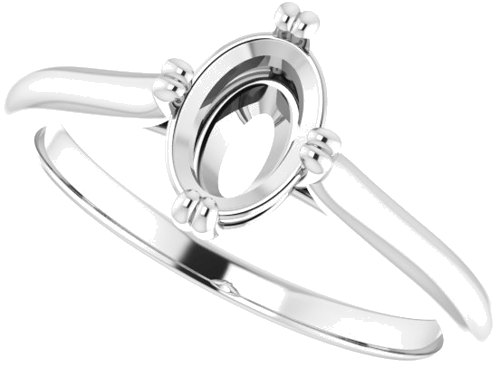 18K White 7x5 mm Oval Solitaire Engagement Ring Mounting (5)