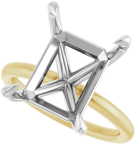 Sužadėtuvių Žiedas „Claw-Prong Solitaire“ 14k yellow/white gold Emerald 13mm x 11mm (5)