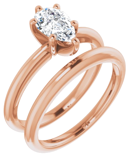 Sužadėtuvių Žiedas „Solitaire“ 585 Rožinis Aukso Pear Shape 8mm x 5mm (6)