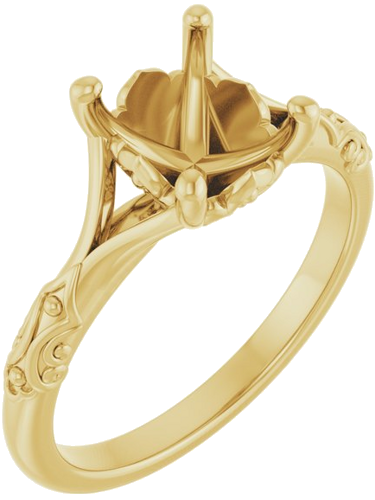 Sužadėtuvių Žiedas „Solitaire Split Shank“ 585 Geltonojo Aukso Oval 9mm x 7mm (1)