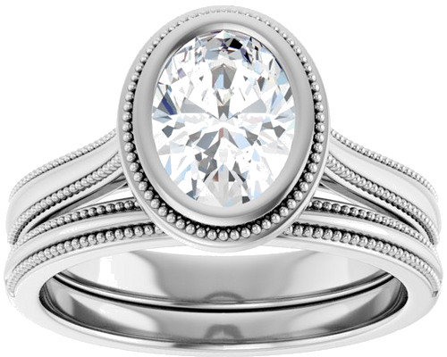 14K White 8 x 6 mm Oval Engagement Ring Mounting (8)