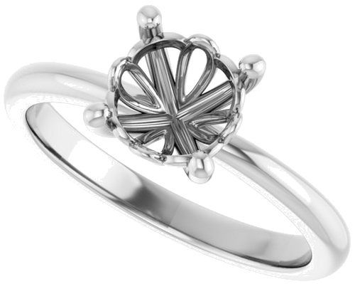 10K White 7 mm Round Solitaire Engagement Ring Mounting (5)