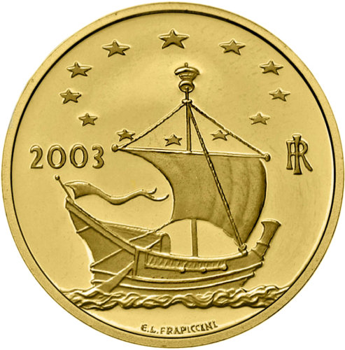 2003 Italija Riteris 20 eurų auksinė moneta (2)