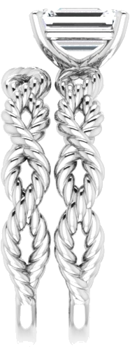 Sužadėtuvių Žiedas „Solitaire Twisted Rope“ 14k white gold Emerald 7mm x 5mm (9)