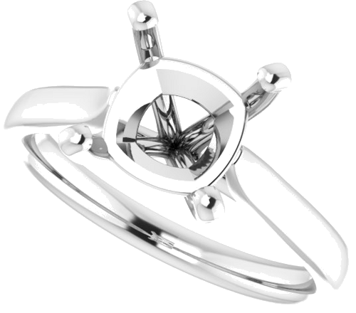 14K White 8 mm Cushion Engagement Ring Mounting (5)