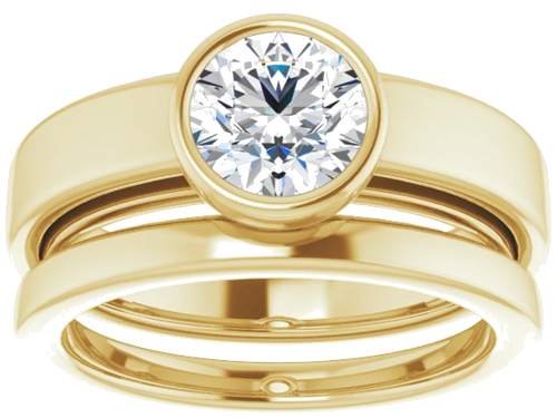 Sužadėtuvių Žiedas „Bezel-Set Solitaire“ 585 Geltonojo Aukso Round 6.5mm (8)