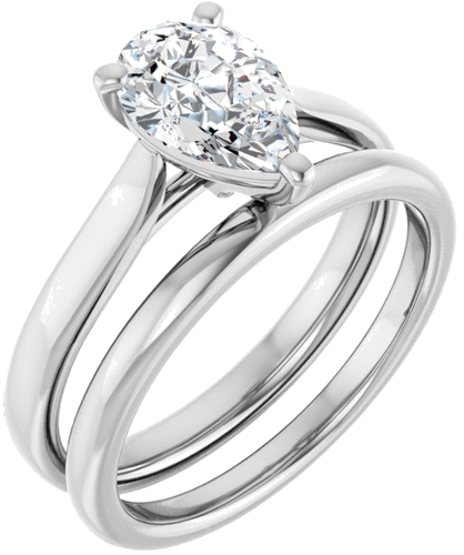 Sužadėtuvių Žiedas „Solitaire“ 585 Baltojo Aukso Pear Shape 9mm x 6mm (7)