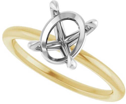 Sužadėtuvių Žiedas „Claw-Prong Solitaire“ 14k yellow/white gold Oval 9mm x 7mm (5)