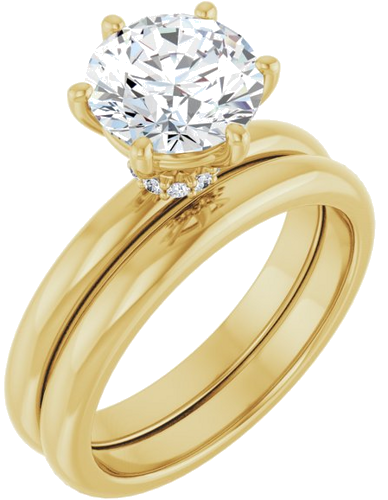 Sužadėtuvių Žiedas „Accented“ 14k yellow gold Round 8mm (6)