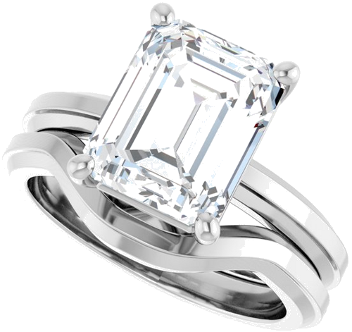 Sužadėtuvių Žiedas „Solitaire“ 14k white gold Emerald 10mm x 8mm (10)