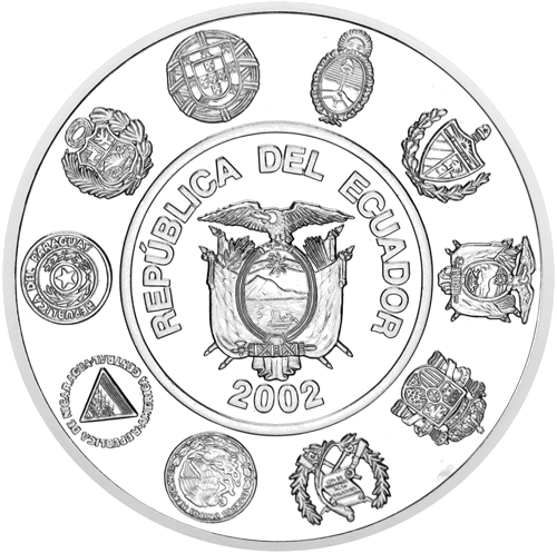 25 000 sukrų Navigacija 2002 Ekvadoras sidabrinė moneta (2)