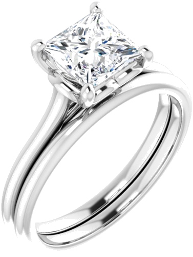 Sužadėtuvių Žiedas „Solitaire“ 585 Baltojo Aukso Square 6mm (6)