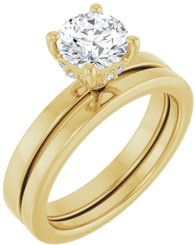 Sužadėtuvių Žiedas „Hidden Halo-Style“ 14k yellow gold Round 6.5mm (6)