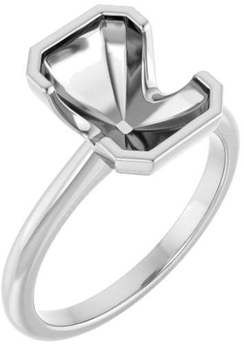 Sužadėtuvių Žiedas „Half-Bezel“ 14k white gold Emerald 10mm x 7mm (1)