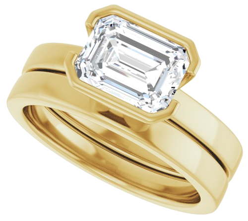 Sužadėtuvių Žiedas „Half-Bezel Solitaire“ 14k yellow gold Emerald 8mm x 6mm (10)