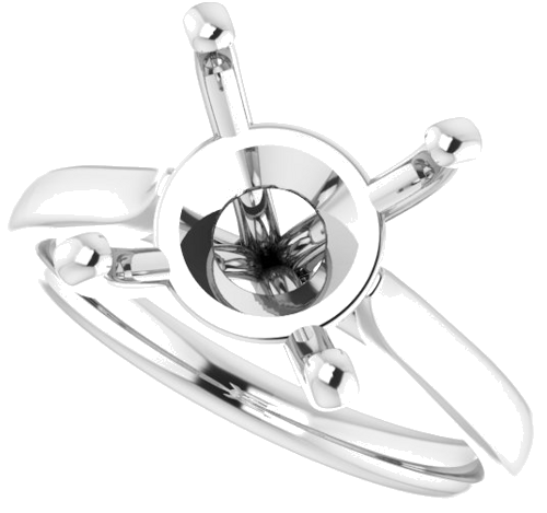 18K White 11 mm Round Engagement Ring Mounting (5)