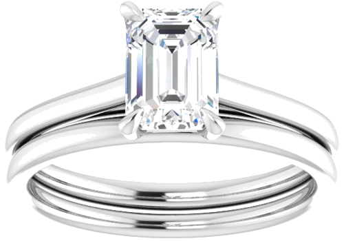 14K White  7x5 mm Emerald Solitaire Engagement Ring Mounting (8)