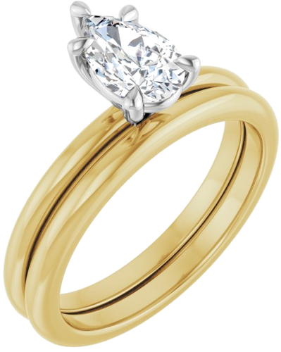 Sužadėtuvių Žiedas „Claw-Prong“ 14k yellow/white gold Pear 8mm x 5mm (6)