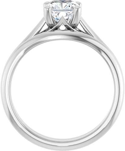 14K White 6 mm Cushion Solitaire Engagement Ring Mounting (7)