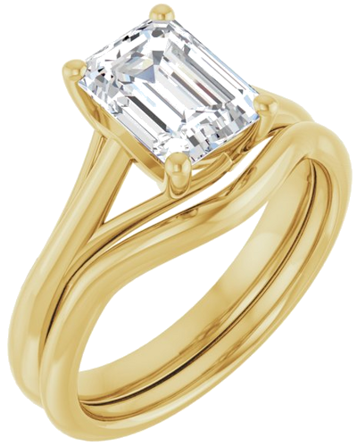 Sužadėtuvių Žiedas „Solitaire“ 585 Geltonojo Aukso Emerald 8mm x 6mm (6)