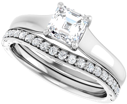 Sužadėtuvių Žiedas „Solitaire“ 10k white gold Cushion 5mm (12)
