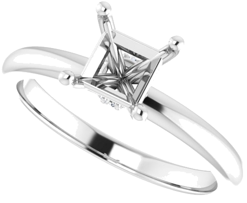 Sužadėtuvių Žiedas „Accented“ 14k white gold Square 5mm (5)