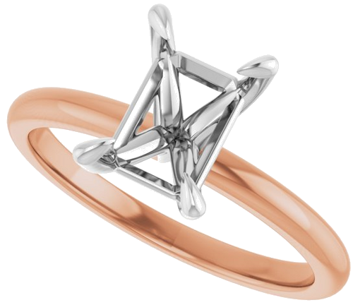 14K Rose White 8 x 6 mm Emerald Engagement Ring Mounting (5)