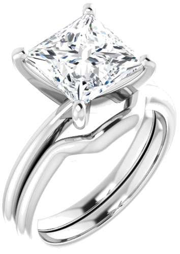 Sužadėtuvių Žiedas „Solitaire“ 14k white gold Square 8mm (6)
