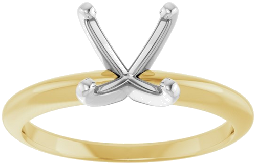 14K Yellow   White 7.8-8.6 mm Round 4-Prong Comfort-fit Solitaire Ring Mounting (3)