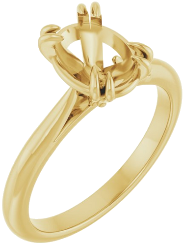 Sužadėtuvių Žiedas „Double Claw-Prong Solitaire“ 14k yellow gold Oval 9mm x 7mm (1)