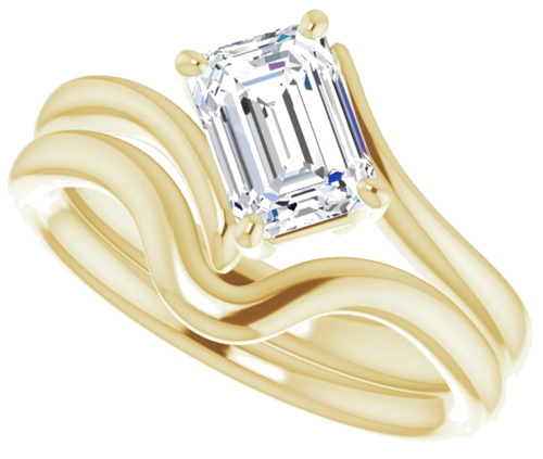 Sužadėtuvių Žiedas „Solitaire Bypass“ 14k yellow gold Emerald 7mm x 5mm (10)