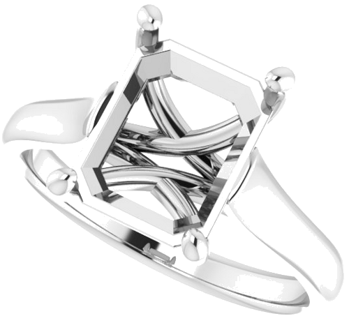 Sužadėtuvių Žiedas „Solitaire“ 585 Baltojo Aukso Emerald 10mm x 8mm (5)